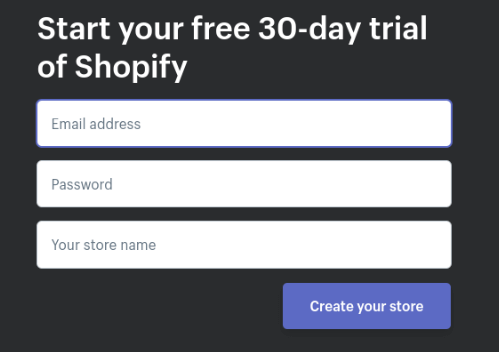 Shopify signup
