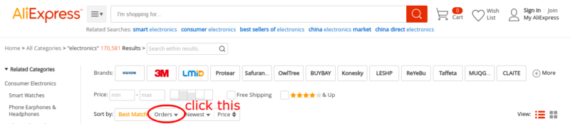 how to find best selling products on AliExpress